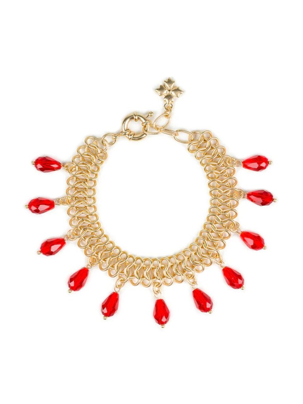 PATRICIA NASH Chain Mail Bracelet Jewel Tone Red Beats Egypt Gold NWT